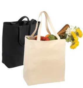 12 ct Over-the-Shoulder Cotton Twill Grocery Tote Bag - By Dozen