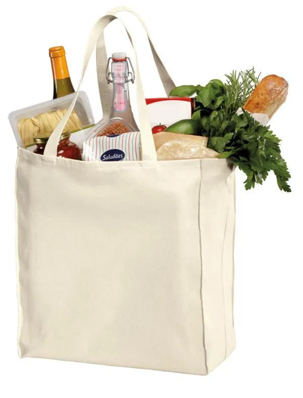 12 ct Over-the-Shoulder Cotton Twill Grocery Tote Bag - By Dozen