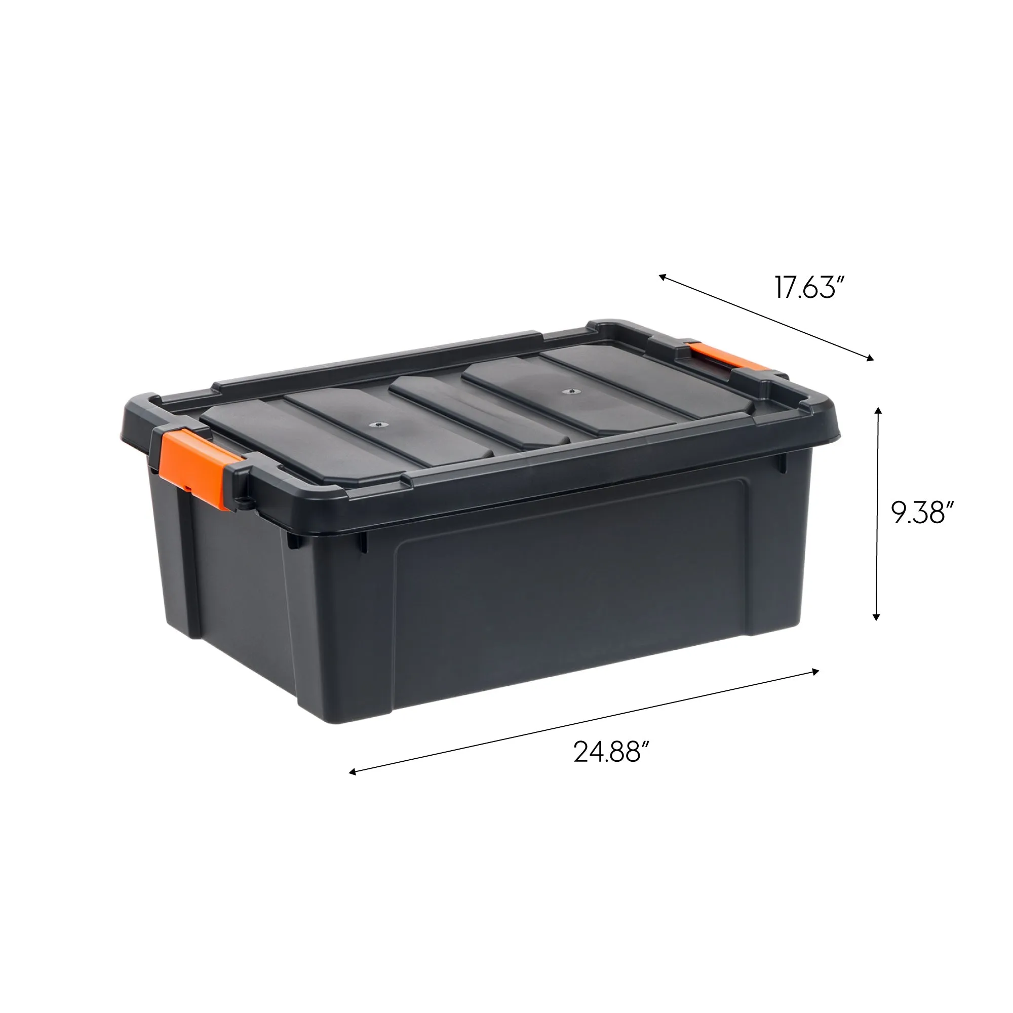 47 Quart Heavy Duty Plastic Storage Box, Black Pack of 4