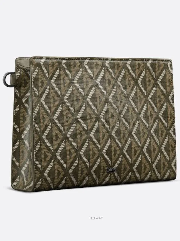 A5 Triangle CD Diamond Canvas Clutch Bag Khaki