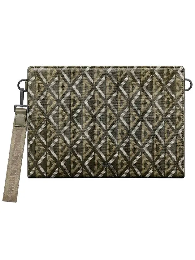 A5 Triangle CD Diamond Canvas Clutch Bag Khaki