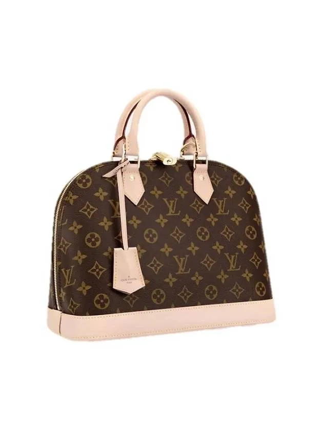 Alma PM Monogram Canvas Tote Bag Brown