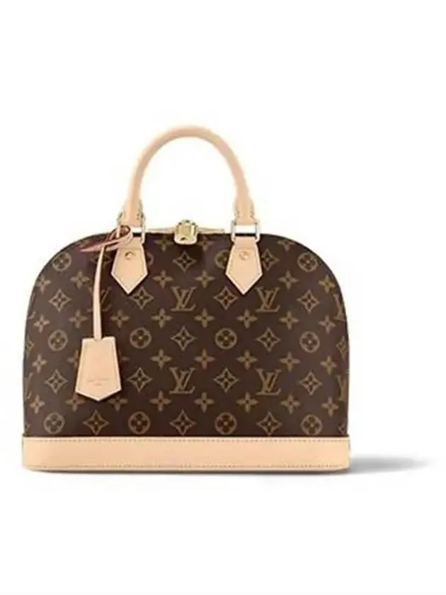 Alma PM Monogram Canvas Tote Bag Brown