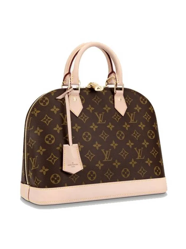 Alma PM Monogram Canvas Tote Bag Brown