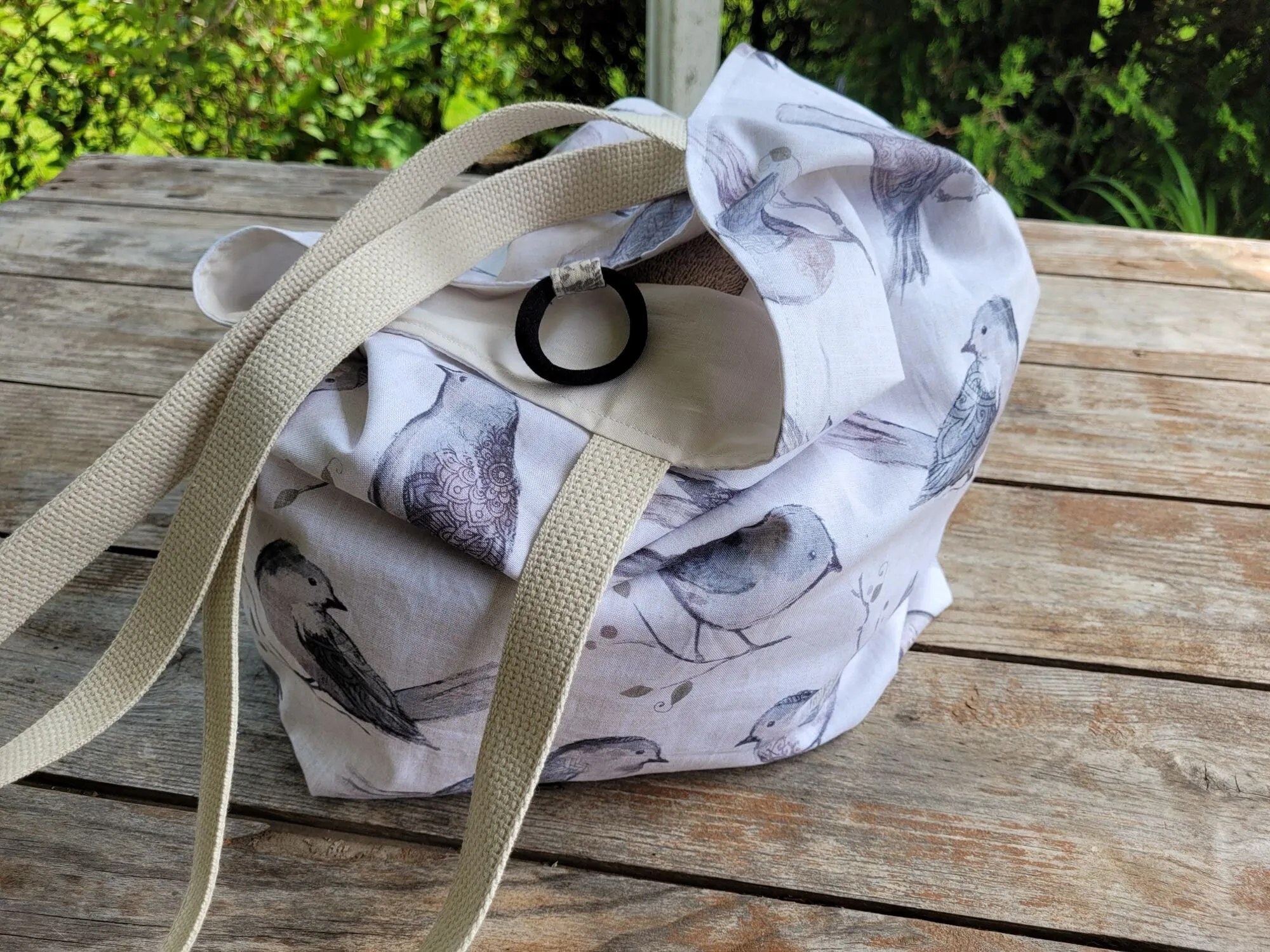 Basic Tote Bag with Birds, Reusable Compact Shopping Bag for your Purse