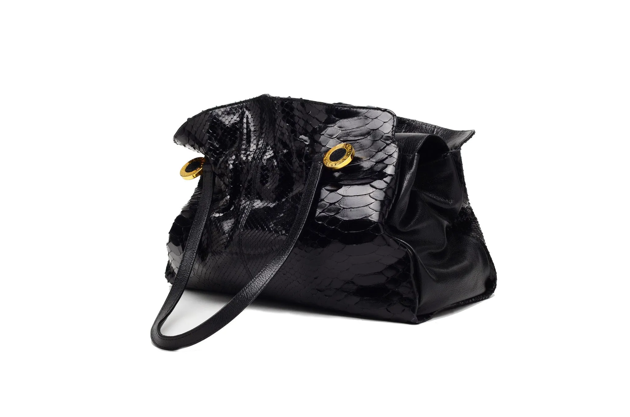 Bvlgari - Black Patent Python Bag - One Size