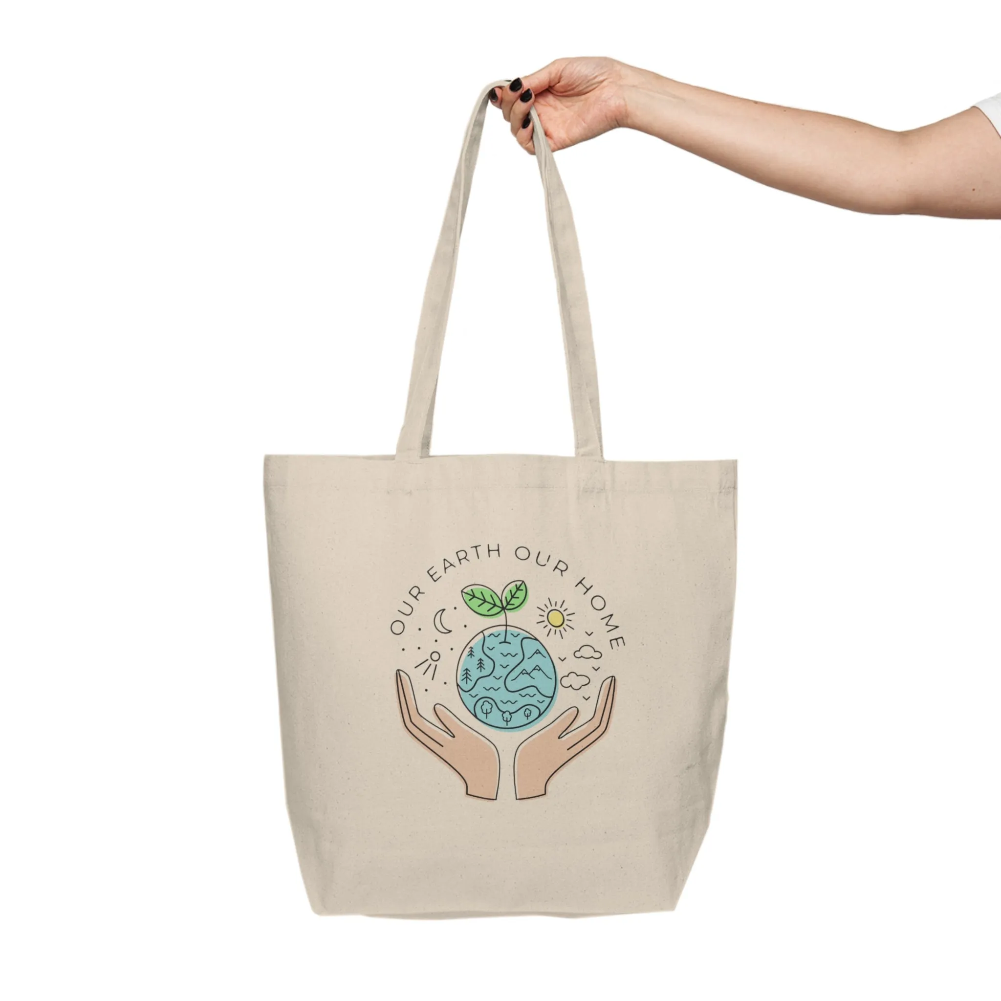 Canvas Shopping Tote: Our earth, our home