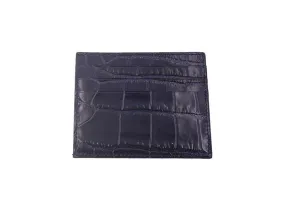 Card Holder 'Croc' Print Leather - Navy