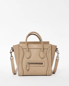 Celine Beige Leather Nano Luggage Tote