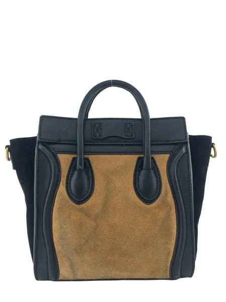 Celine Bicolor Suede Leather Nano Luggage Tote Bag