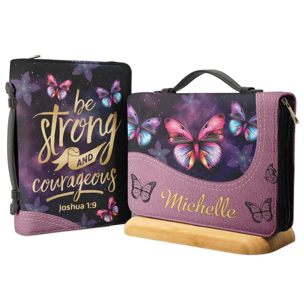 Christianart Bible Cover - Be Strong And Courageous Joshua 1 9 Butterfly Galaxy - Personalized Bible Cover - CABBBCV06060324.