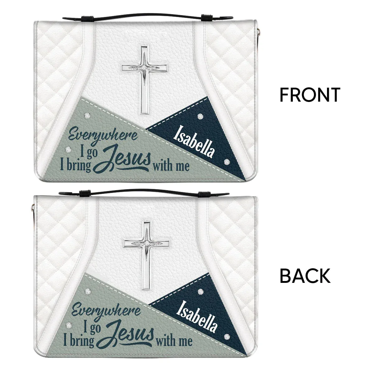 Christianart Bible Cover - Everywhere I Go I Bring Jesus With Me - Personalized Bible Cover - Bible Cover For Women - CABBBCV09080324.