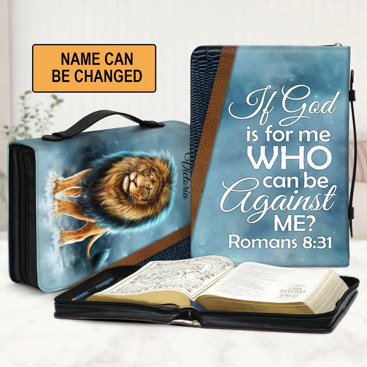 Christianart Bible Cover - If God Is For Me Who Can Be Against Me - Personalized Gifts for Pastor - Personalized Bible Cover For Men - CABBBCV18060324.