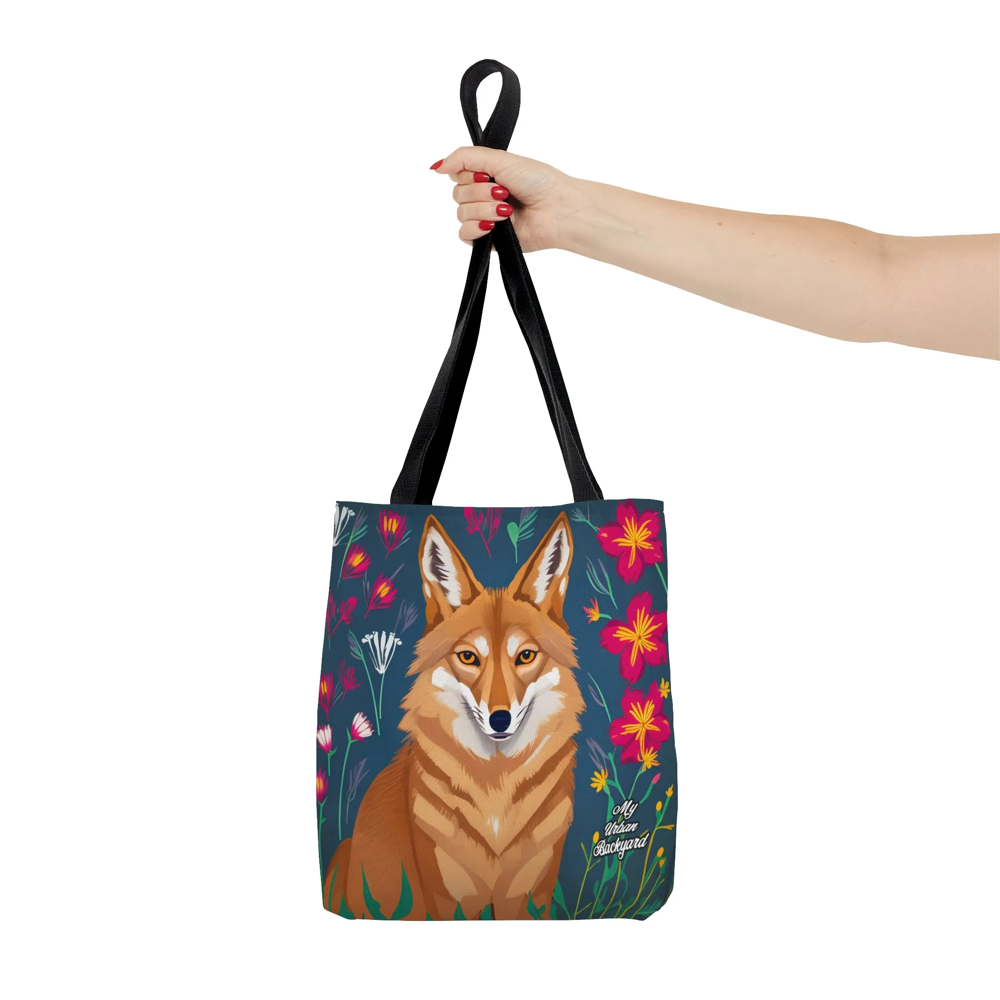 Coyote w Red Flowers, Tote Bag for Everyday Use - Durable and Functional