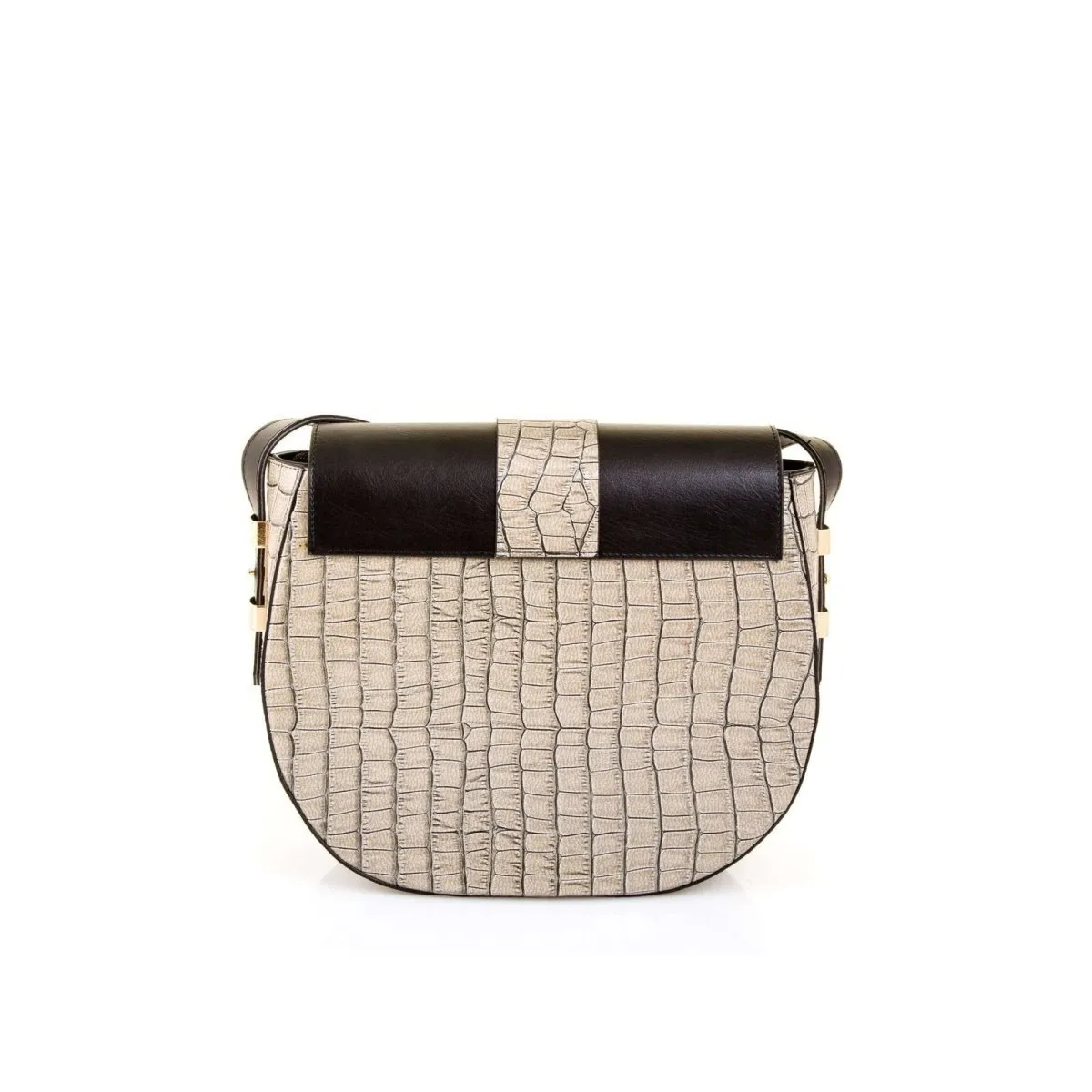 D Shape Shoulder Bag with Croc Effect Design