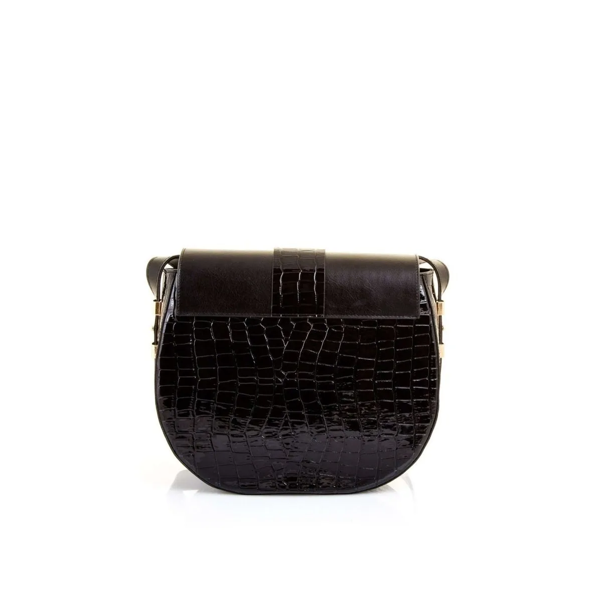 D Shape Shoulder Bag with Croc Effect Design