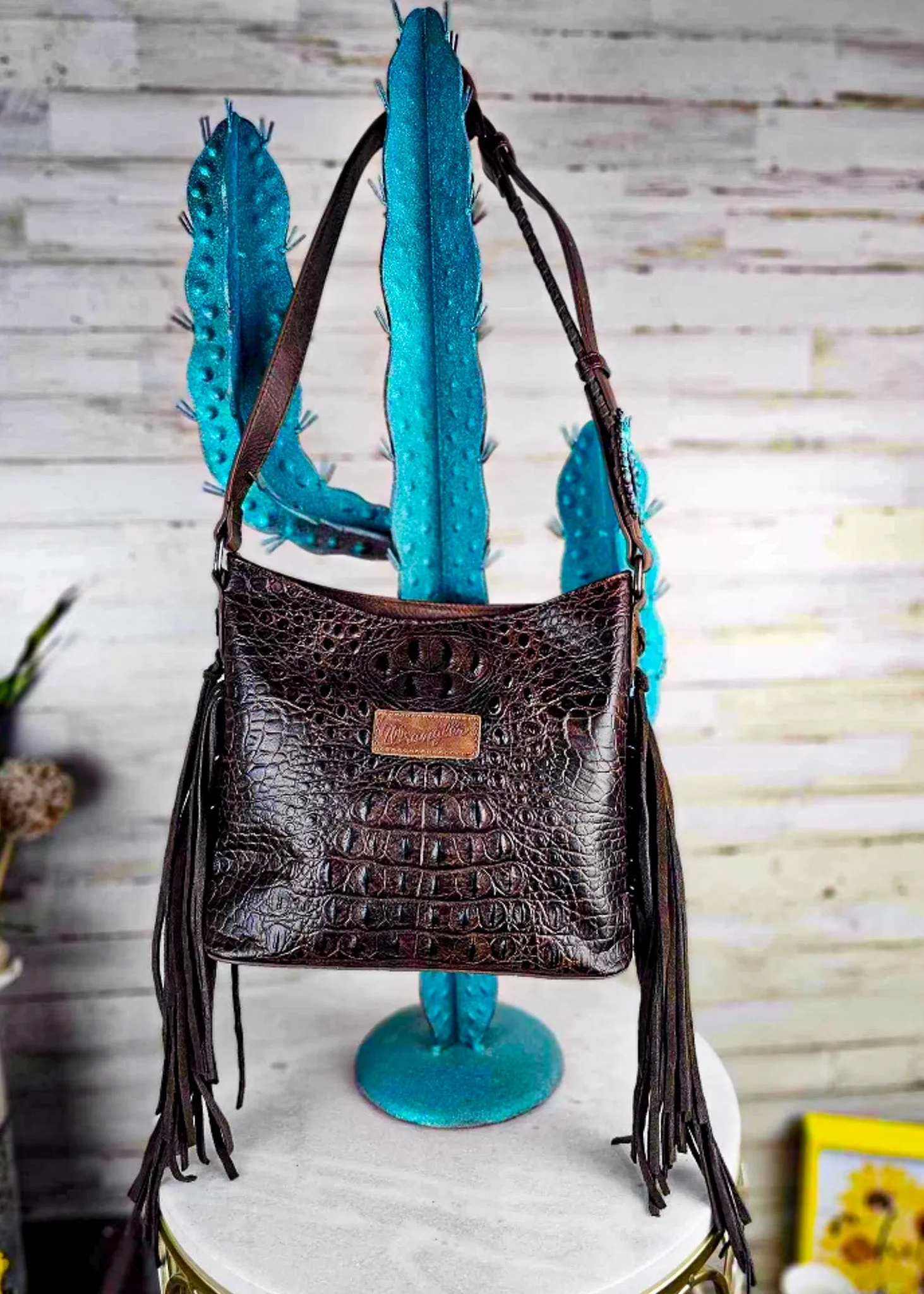 Dark Brown Gator Concealed Carry Handbag