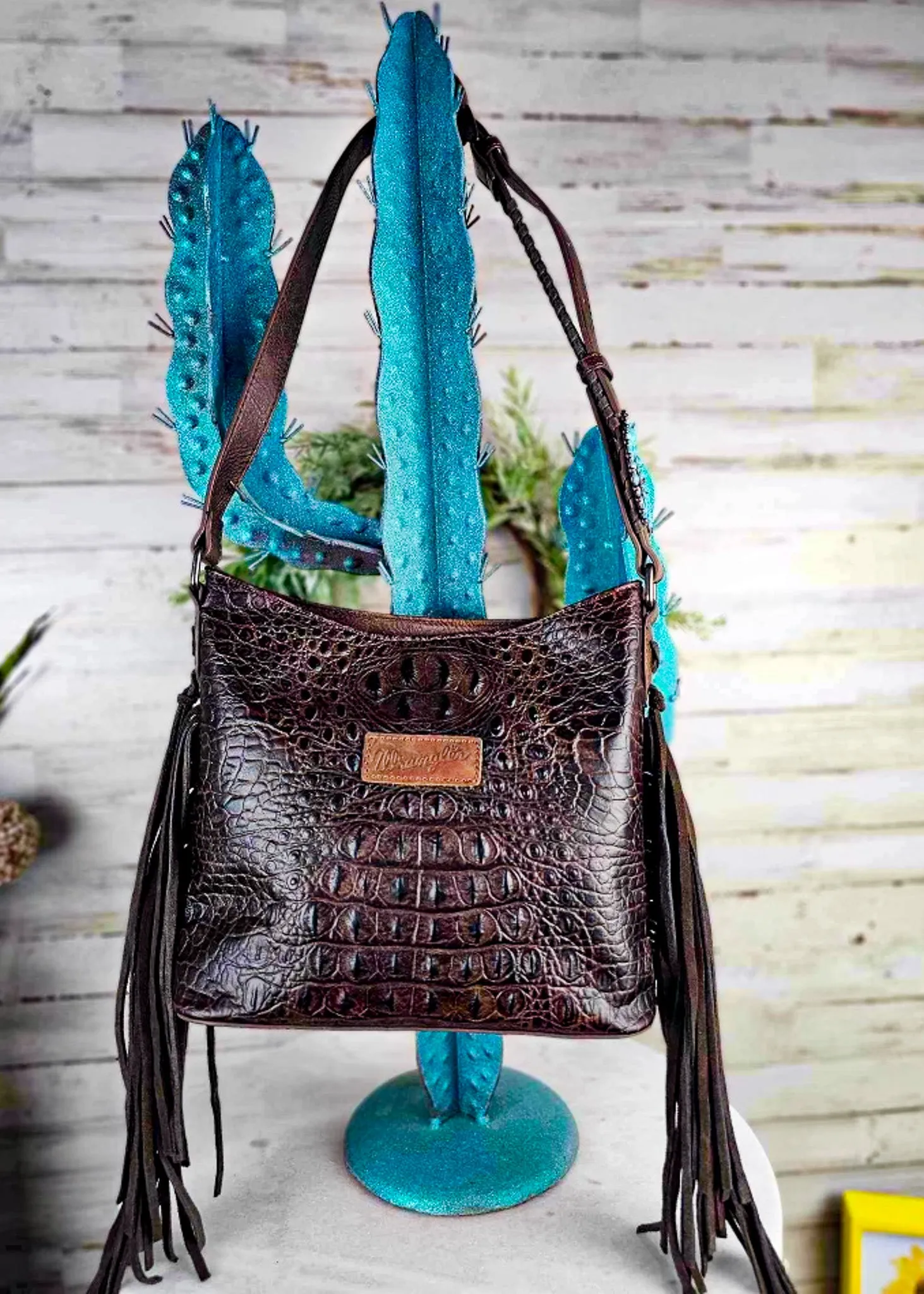 Dark Brown Gator Concealed Carry Handbag