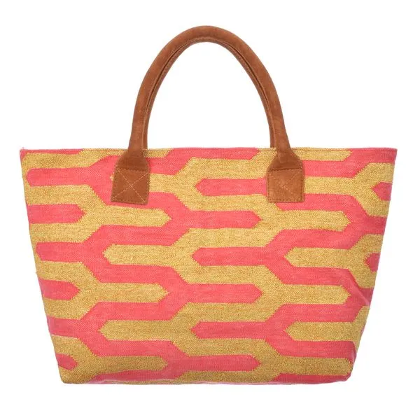 Dhurrie Bag - Gold / Pink