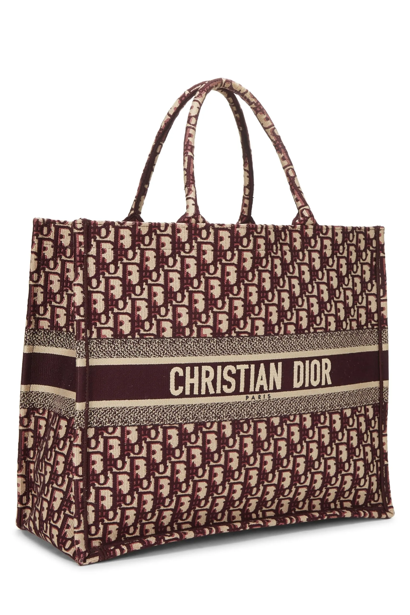 Dior,  Burgundy Trotter Canvas Book Tote Large, Burgundy