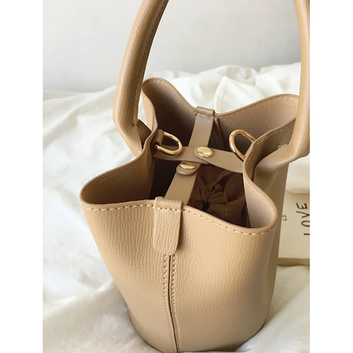 Elena Handbags Chic Leather Bucket Bag