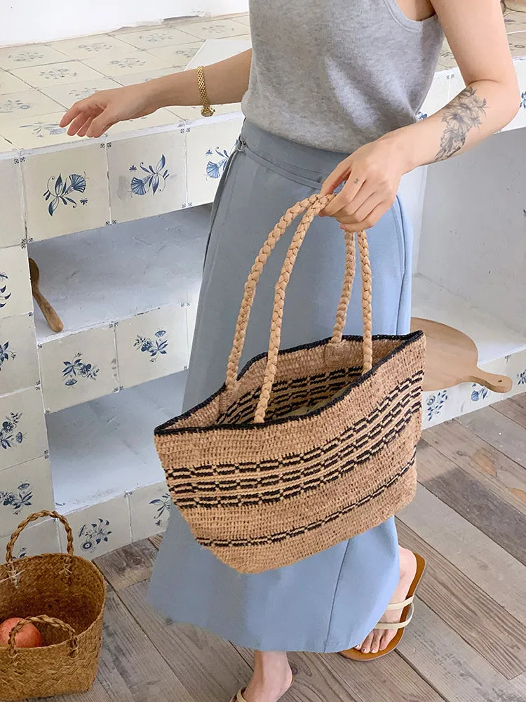 Elena Handbags Everyday Small Raffia Straw Handbag