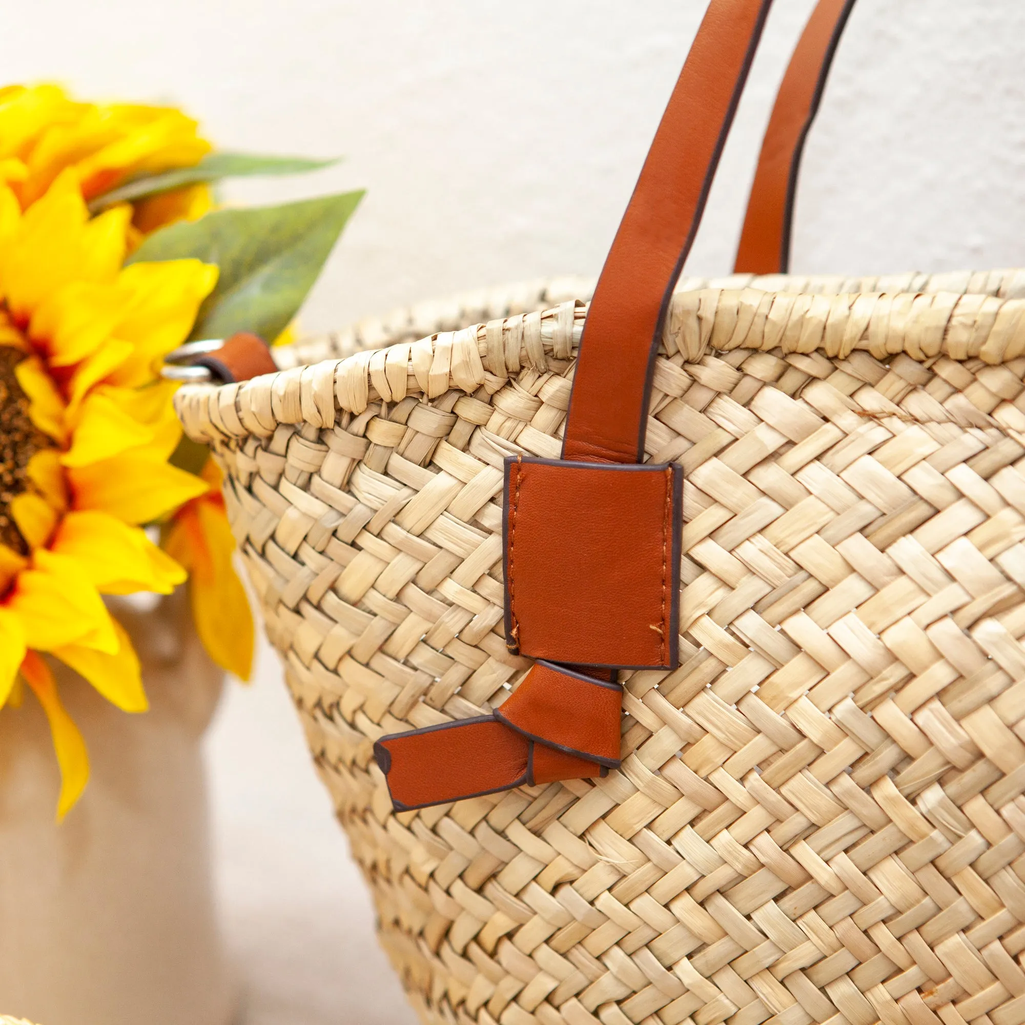 Elena Handbags Handmade Rattan Basket Tote Bag