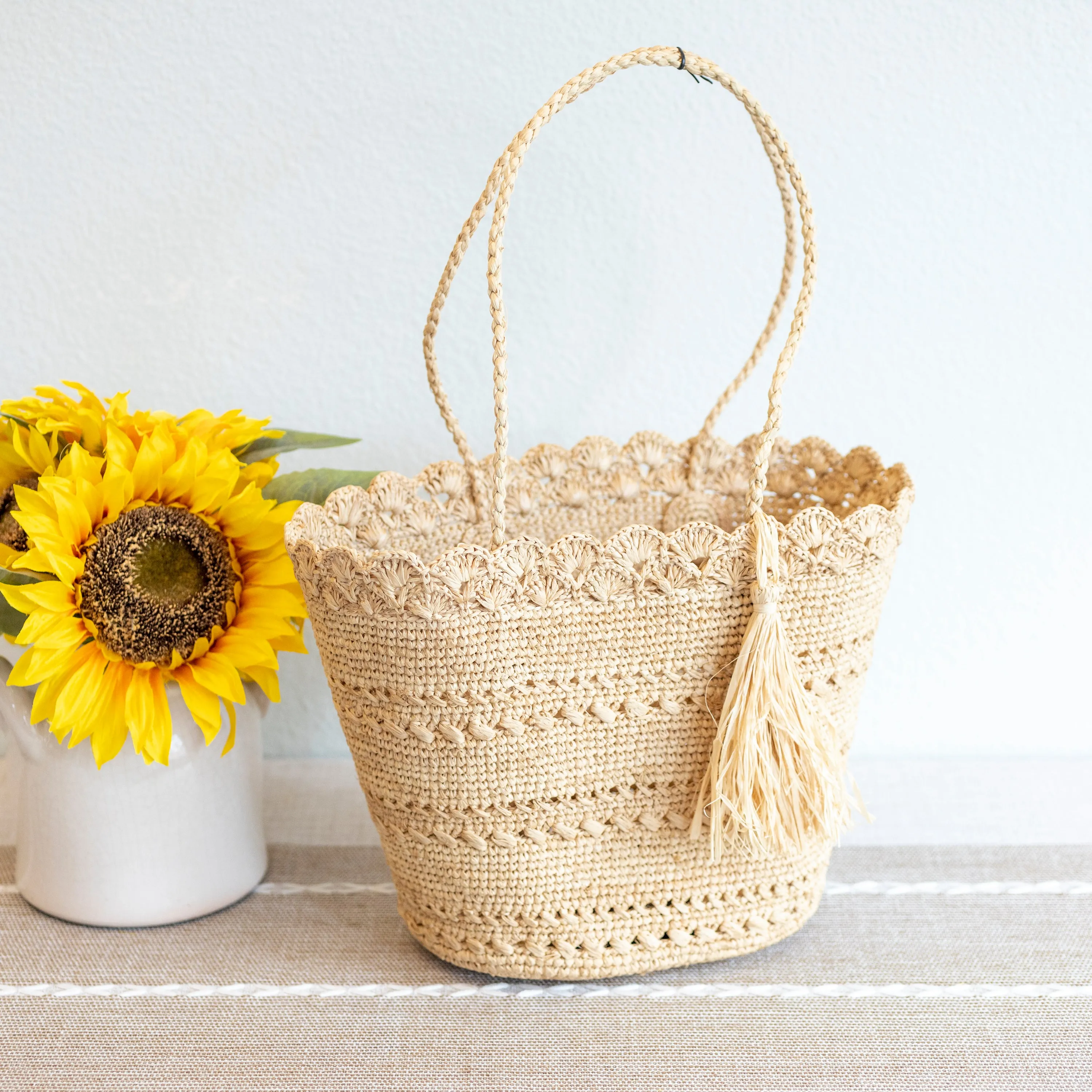 Elena Handbags Summer Fashion Raffia Basket Bag