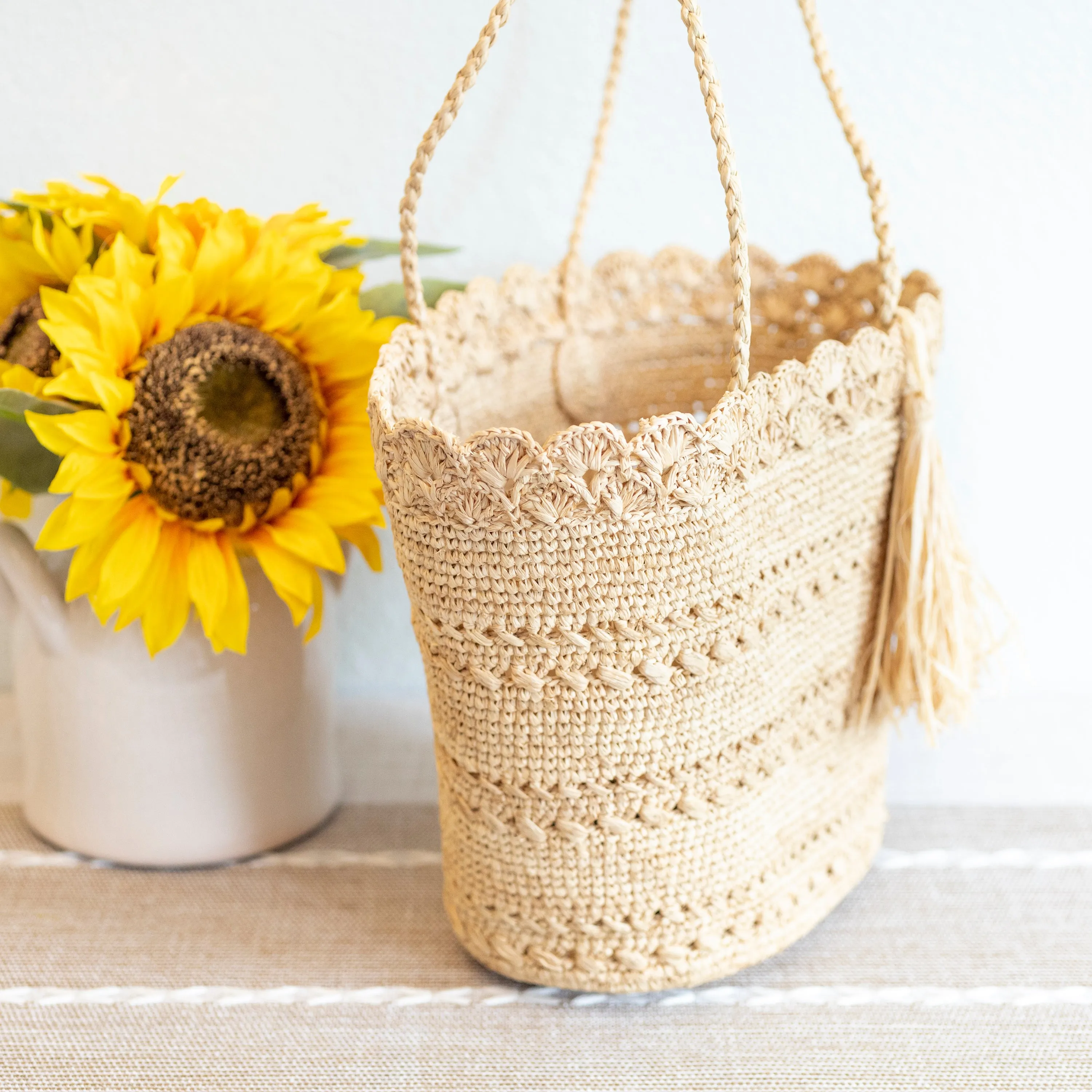 Elena Handbags Summer Fashion Raffia Basket Bag