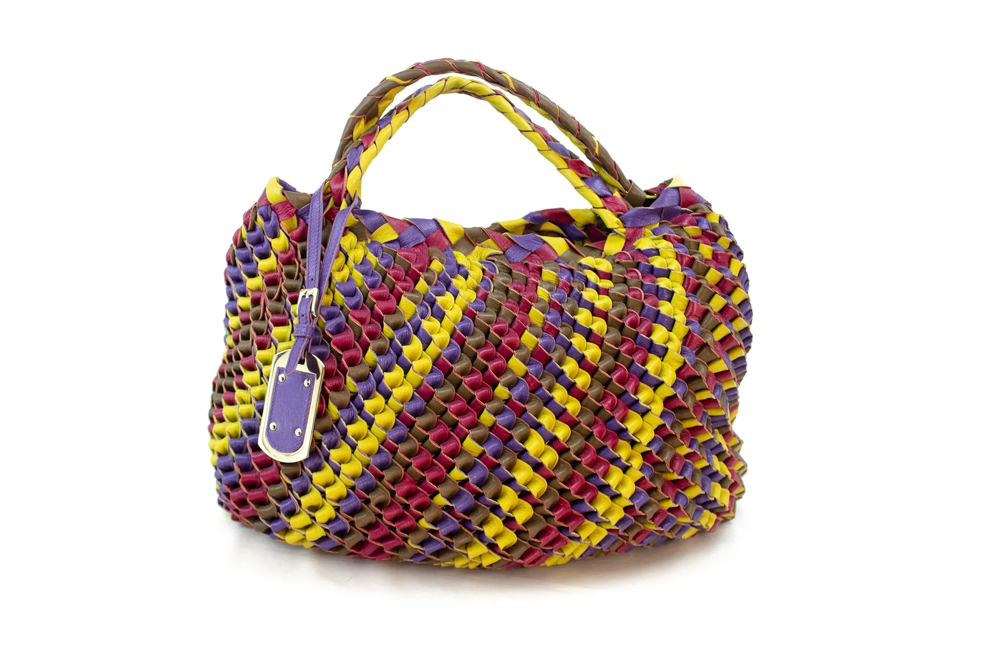 ETRO MULTICOLOR LEATHER WOVEN TOTE (PREOWNED)