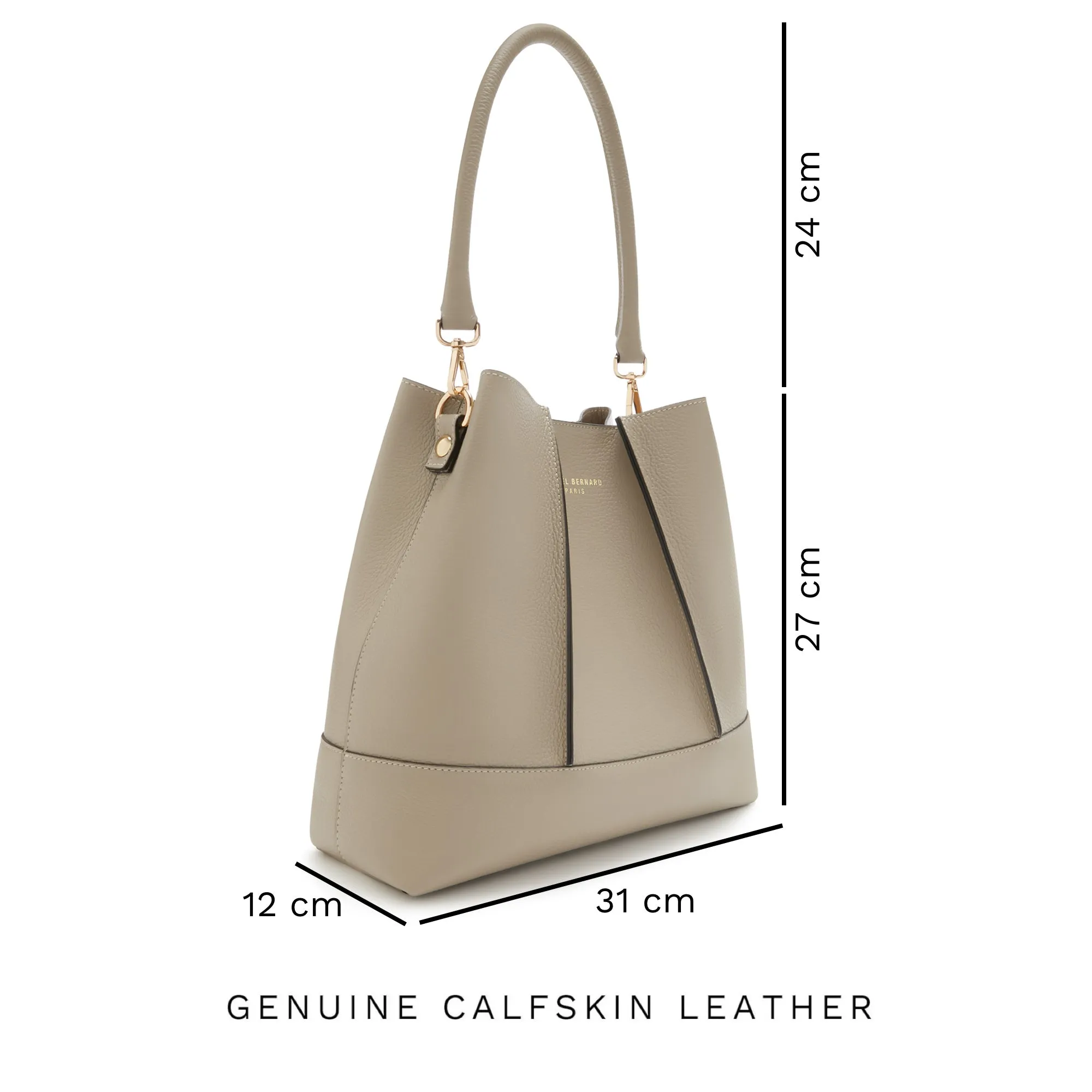 Femme Forte Macie taupe calfskin leather shoulder bag