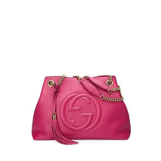 Gucci Shoulder Bag Soho Medium Bright Pink Leather Tote