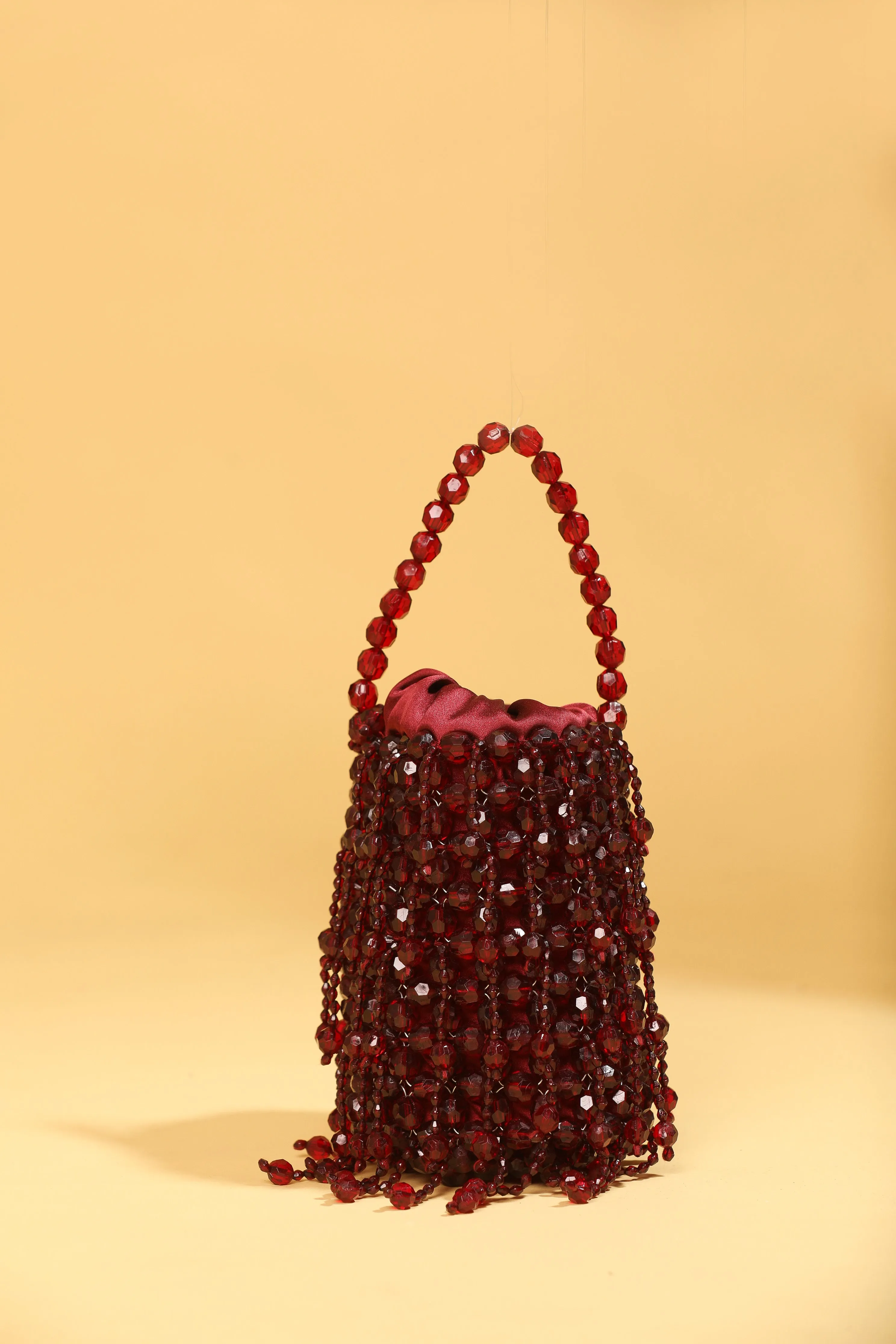 Handmade Maroon Potli Bag - Stylish Bridal Evening Wristlet