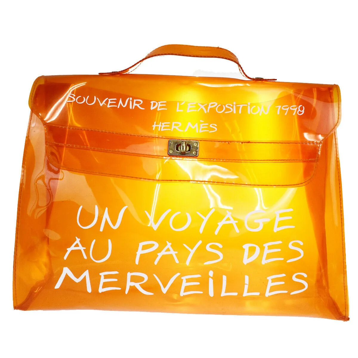 Optimized title: Hermes 1998 Expo Souvenir Vinyl Beach Hand Bag - Kelly 40