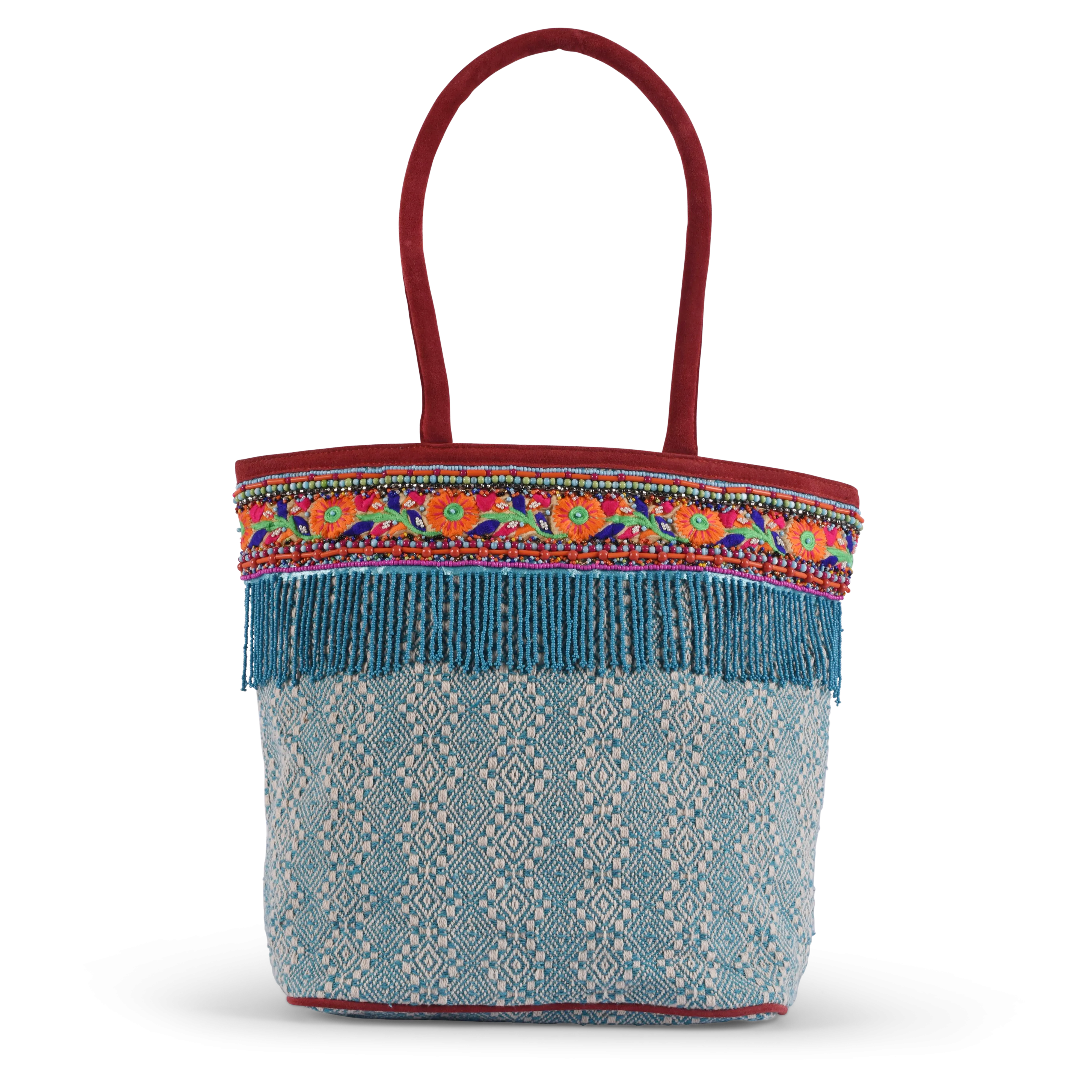 Khari Printed Tote - Light Blue