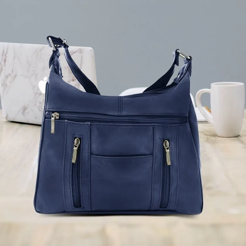 Lambskin Leather Purse - Navy Color