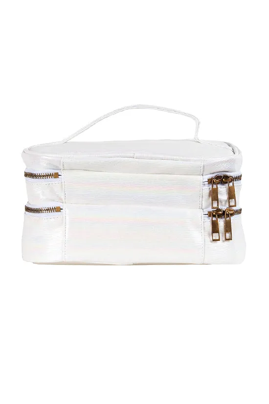 Luster in Cream Rebel Glam & Go Travel Case with White Zipper