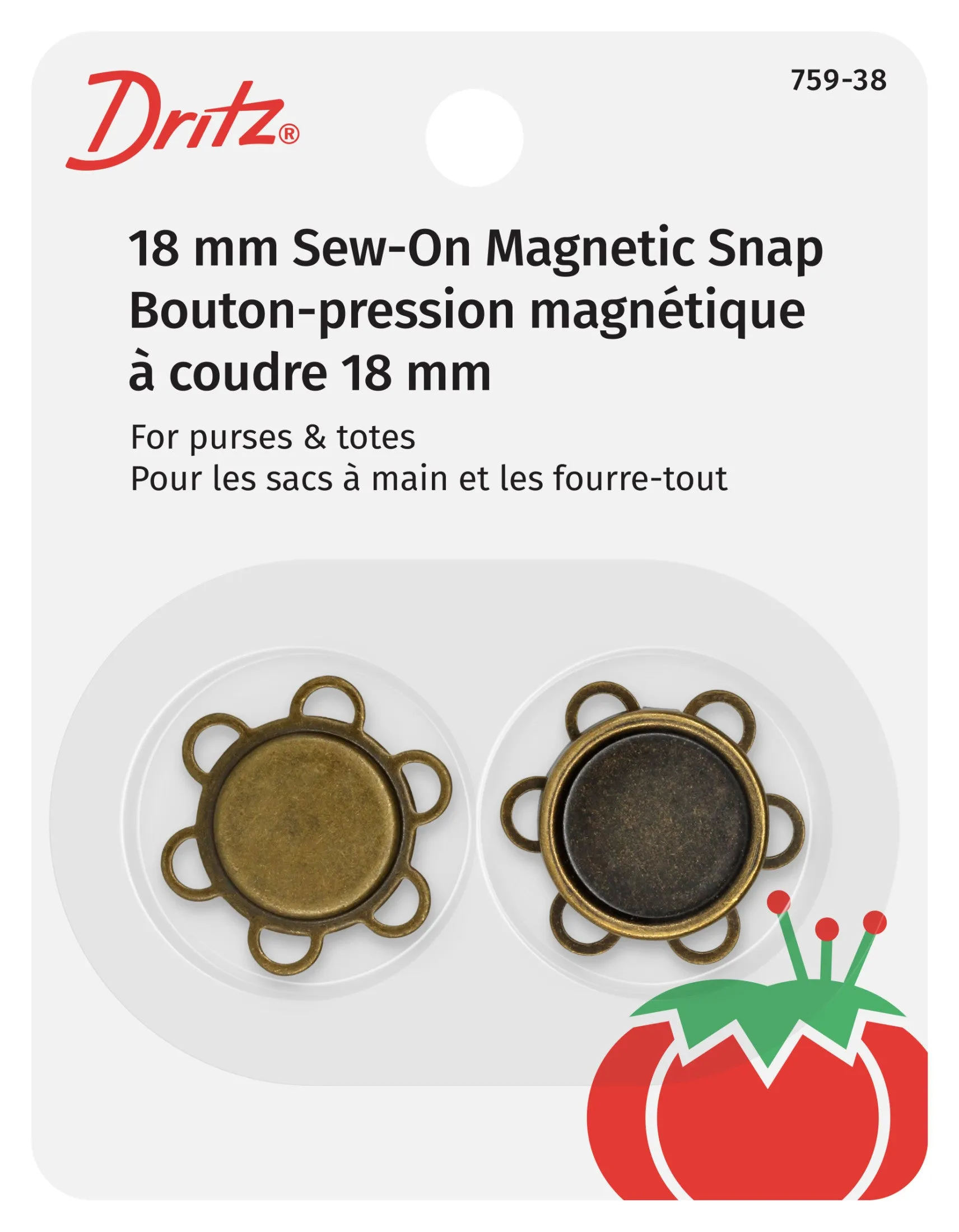 Magnetic Flower Sew-On Snap, 1 Set, Antique brass