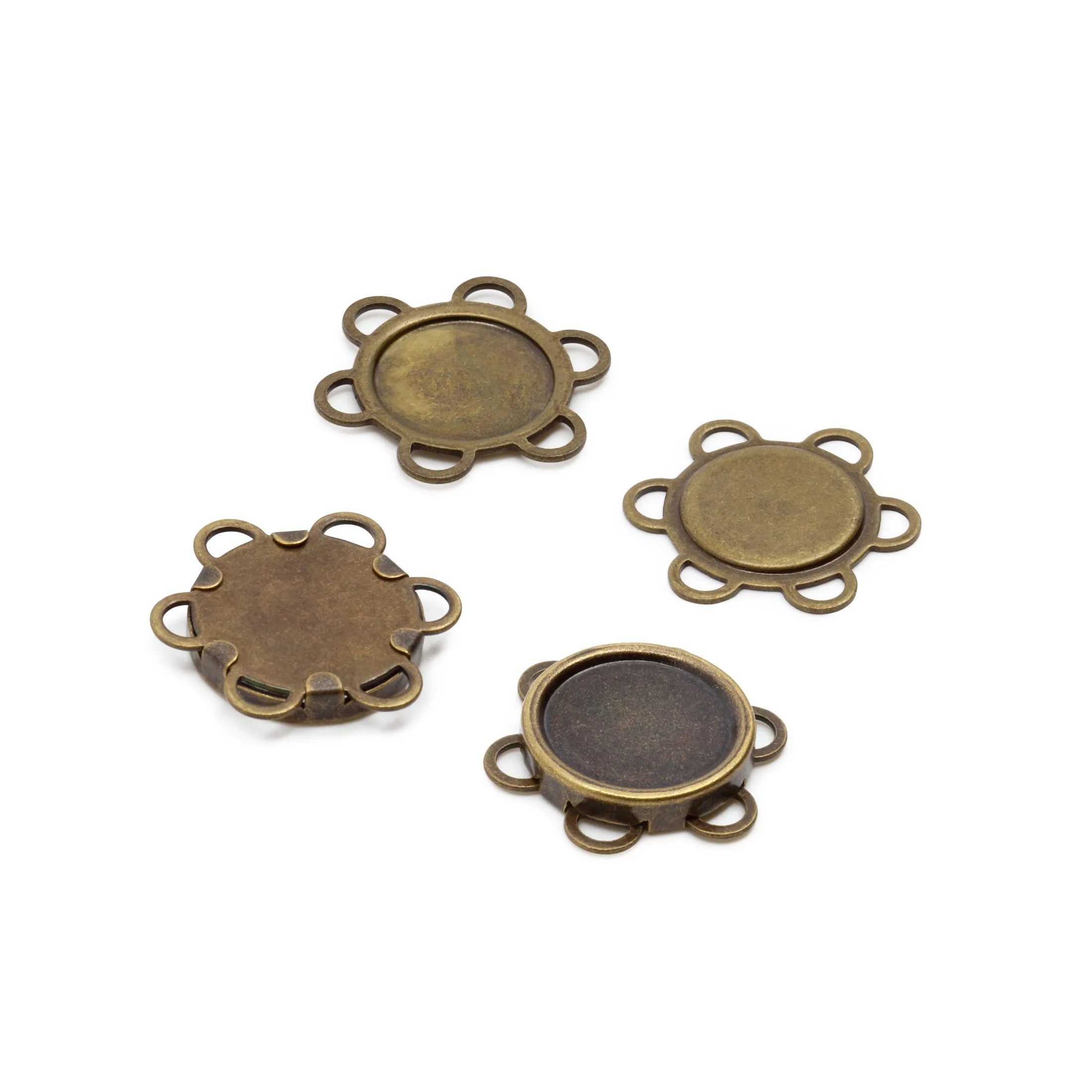 Magnetic Flower Sew-On Snap, 1 Set, Antique brass