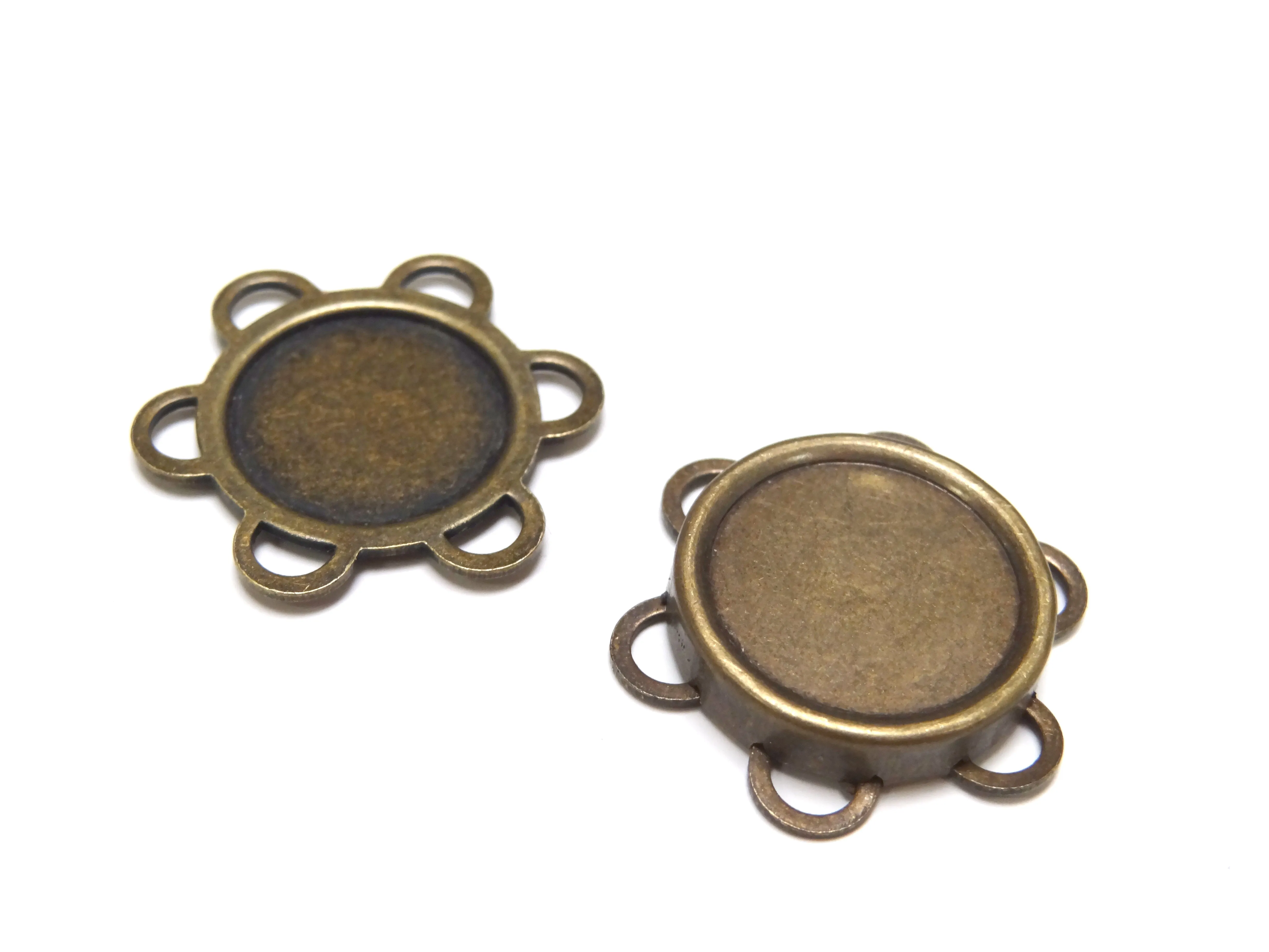 Magnetic Flower Sew-On Snap, 1 Set, Antique brass