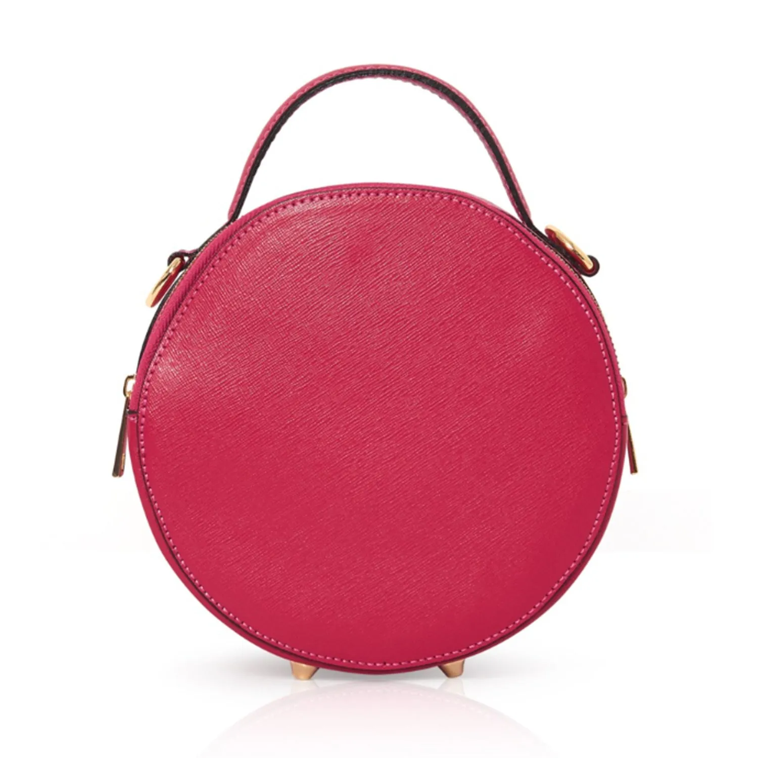 Rome Round Circle Crossbody Bag in Fuchsia Pink